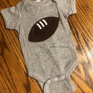 Grey Onesis w/ Football 1295 Handmade NWT Boutique